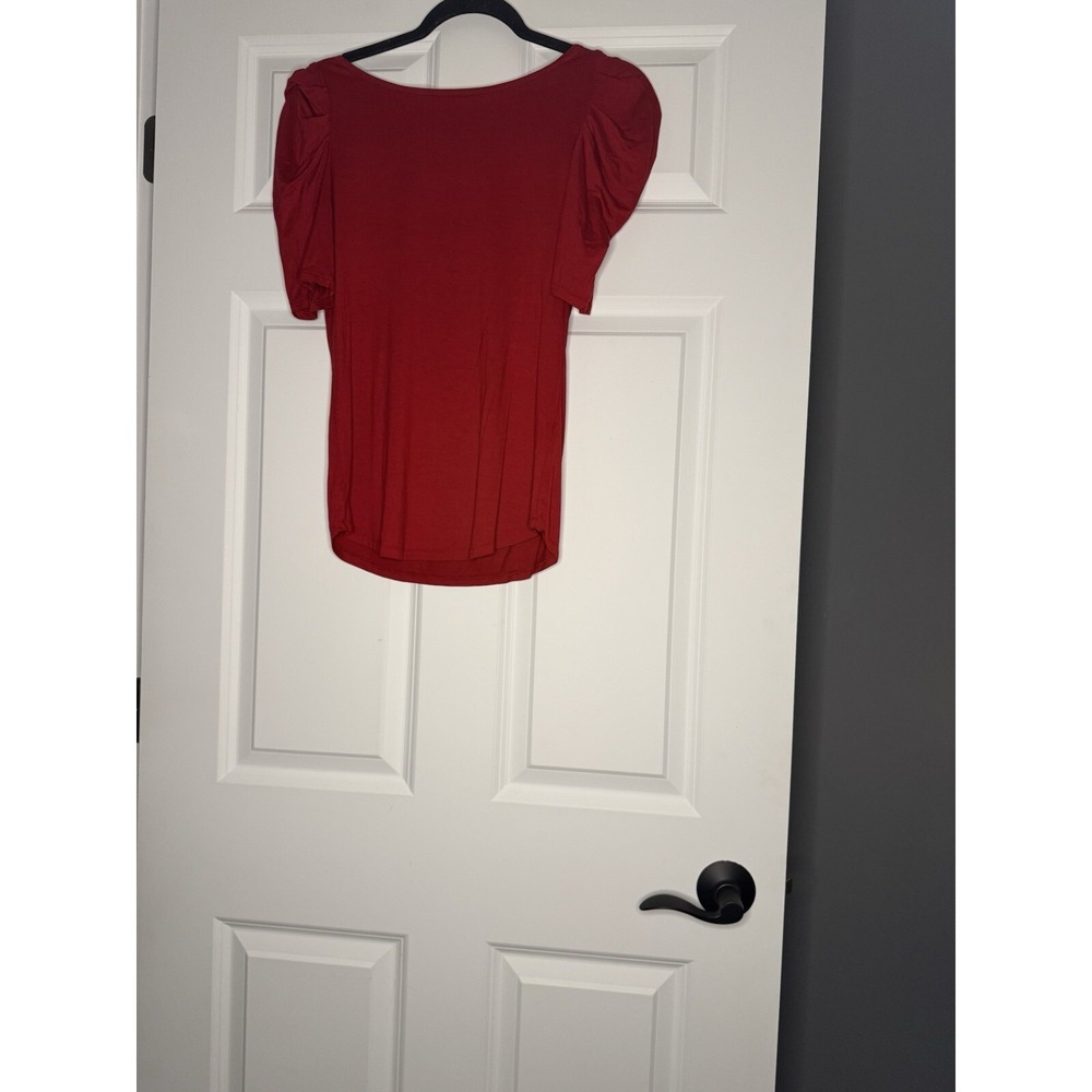 Three Dots Shirred Sleeve Top XS  Red